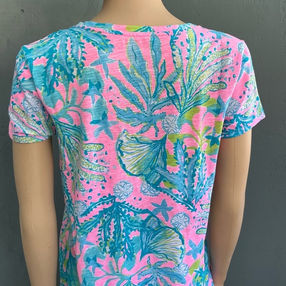 Lilly Pulitzer Mandevilla Baby Hip Nautic Tropical Print V-Neck Women’s Top - Picture 2 of 8